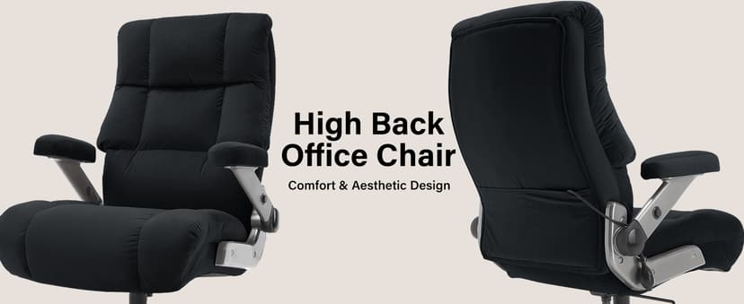 Big and Tall Office Chair 700lbs- Executive Desk Chair with Adjustable Lumbar Support 3D Flip UP Arms- Heavy Duty Quiet Wheels Metal Base Ergonomic Computer Chairs, Black
