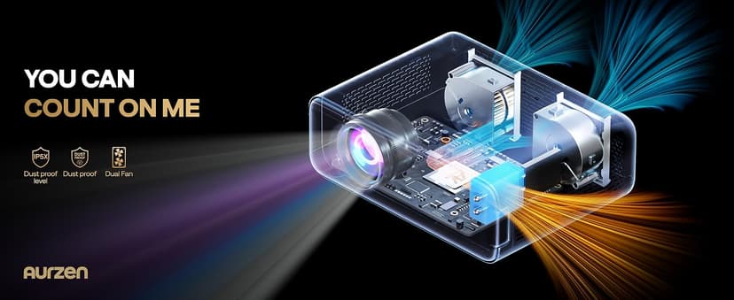 Aurzen EAZZE D1 Smart Projector with WiFi and Bluetooth, Netflix-Officially-Licensed, Auto Focus & Keystone, DoIby Audio, Zoom, Native 1080P Movie, Portable Outdoor Mini Projector, White