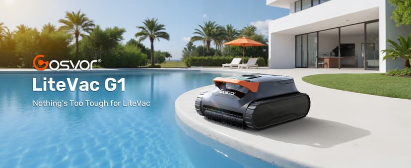 Gosvor LiteVac G1 Pool Vacuum, Wall & Waterline Cleaning, Double Filtration, 150-Min Battery Life for Smart Mode, 200-Min Battery Life for ECO Mode, Smart Navigation, with APP, Orange