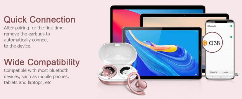 Wireless Earbuds Sport Bluetooth Headphones 5.4, 2025 Bluetooth Earbuds 4 HD Mic, Over-Ear Buds with Earhooks ENC Noise Canceling Earphones, 48Hrs Stereo, IP7 Waterproof Headset for Workout/Running