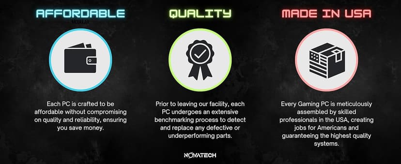 NOVATECH Phantom - Prebuilt Gaming PC Desktop Computer - RTX 3050 - Intel i7 Xeon 3.5GHz - 16GB RAM - 512GB M.2 SSD WiFi/BT, Win 11 Pro - Gaming Computer Tower, Pre Built PC Gaming - 1 Year Warranty