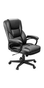 Furmax Office Executive Chair High Back Adjustable Managerial Home Desk Chair, Swivel Computer PU Leather Chair with Lumbar Support (Black)