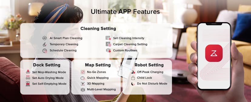 roborock Qrevo S5V Robot Vacuum and Mop, FlexiArm Edge Mopping, 12,000Pa Suction, Dual Zero-Tangle System, Smart Obstacle Avoidance, 10mm Mop Lifting, Auto Mop Washing&Drying, Self-Emptying&Refilling