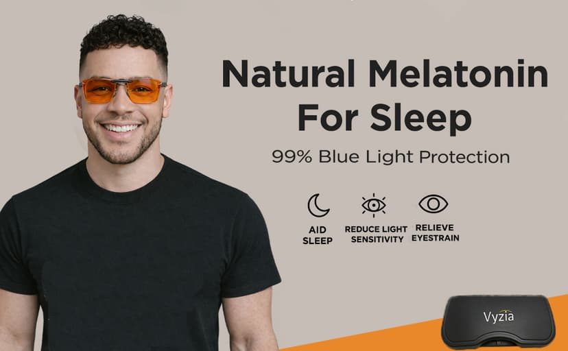 Vyzia Clip On Blue Light Blocking Glasses For Sleep | Fits Over Prescription Glasses, Orange Lenses Help Reduce Computer Eye Strain and Induce Sleep