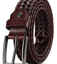 YOORAN Leather Braided Belts Men Golf Belt 1 3/8" Woven Belt Casual Jeans Gift Box