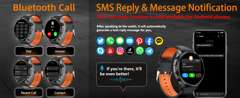 PUBU Smart Watch for Men, Built-in GPS with Map(Answer/Make Call/Text), AI Smartwatch for Android Phones/iPhone, 100+ Sport Mode Fitness Tracker with Health/Sleep Monitor, Compass/Barometer(2 Bands)