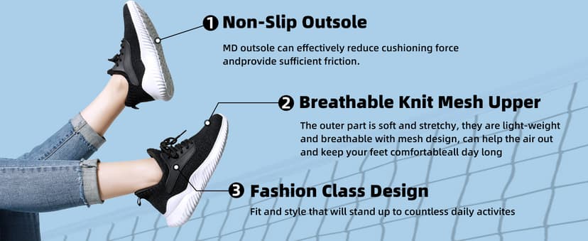 Akk Womens Walking Shoes - Slip On Tennis Running Shoes Memory Foam Lightweight Work Sneakers for Indoor Outdoor Gym