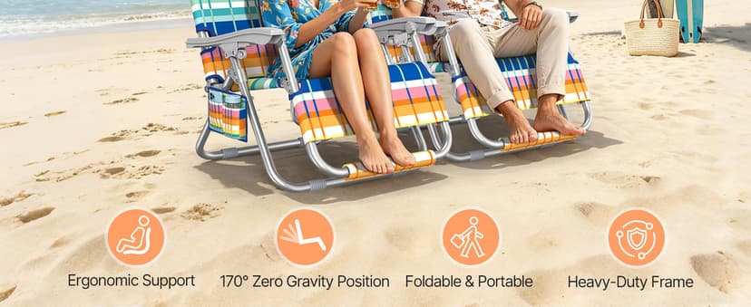 Suteck Zero Gravity Beach Chair with Canopy, Backpack Beach Chairs for Adults, Lightweight Adjustable Reclining Beach Chair with Shade, Folding Lay Flat Chair for Beach Poolside Outdoor