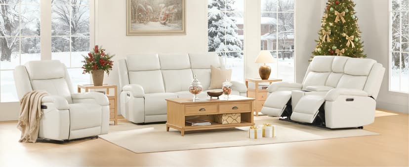 Watson & Whitely Genuine Leather Power Recliner Sofa, 3 Seater Wall Hugger Reclining Sofas with Power Headrest, USB & TypeC Ports, Electric Recliner Couch Set for Living Room, Saddle Brown