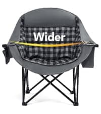 Double Camping Chair Loveseat - 2 Person Oversized Camping Couch for Adults Padded Heavy Duty Outdoor Lawn Beach Portable Folding Chairs with Cup Holders and Carry Bag Support 600lbs, Black/Grey