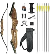 Black Hunter ILF Hunting Recurve Bow Kit for Adults, 62" High-Performance Archery Bow Set, CNC ILF Riser, Carbon-Graphite Foam Core Limbs, Right-Handed, 30-60 Lbs