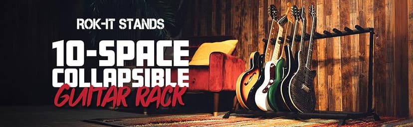 Rok-It Gator Multi Guitar Stand Rack with Folding Design, Holds up to 10 Electric or Acoustic Guitars (RI-GTR-RACK10)