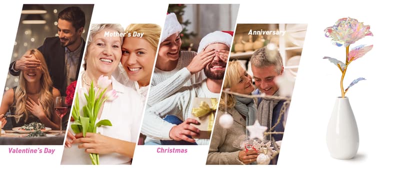 Tmacker Christmas Mom Gifts for Grandma Women-Artificial Rose Fake Flowers with Ceramic Vase, Birthday Gifts for Mom Wife Girlfriend Sister on Valentines Mothers Day Anniversary Thanksgiving Wedding