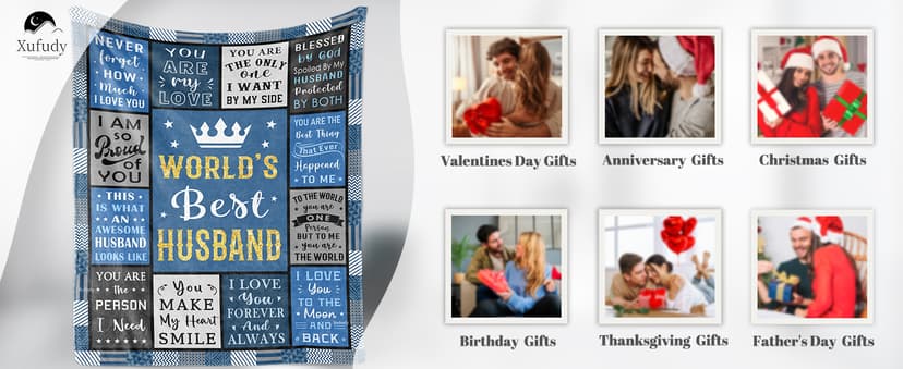 Gifts for Husband, Husband Birthday Gifts from Wife Blanket 60"x50", Cool Anniversary Wedding Gifts B0DJ7222F1