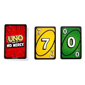 Mattel Games UNO Show ‘em No Mercy Card Game in Storage & Travel Tin for Kids, Adults & Family Night with Extra Cards, Special Rules & Tougher Penalties (Amazon Exclusive)