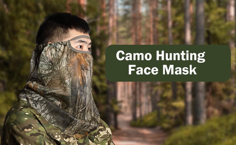 Watayo 2 Pcs Camo Hunting Face Mask, Hunting Head Net Camouflage Balaclava, Adjustable Hunting Breathable Mesh Mask for Men