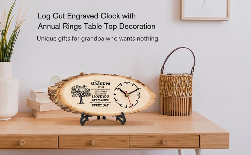 Grandpa Birthday Gifts from Grandkids, Christmas Fathers Day Birthday Gift for Grandfather, DIY Engraved Clock for Home Decor BeauGift Grandpa Gifts, Wooden Clock Birthday Gifts for Grandpa Grandfather B0F8Q4Z8QC