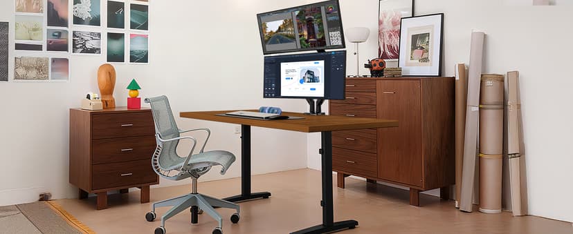 HUANUO Dual Monitor Stand for 13″–40″, Premium Dual Monitor Mount with USB, Height Adjustable Monitor Stand for 2 Monitors, VESA Mount with Clamp/Grommet Base, Holds 26.4lbs per Arm, HNDS7