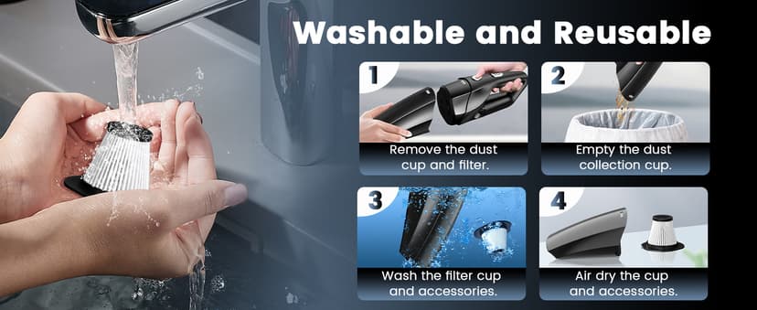 SERVOMASTER Handheld Vacuum Cordless, Car Vacuums Powerful with Rechargeable Battery, Portable Hand Held Vacuum Cordless with Washable HEPA Filter, Mini Vacuums Kit for Men and Women