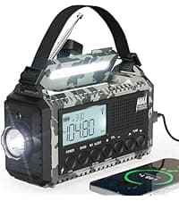 AM FM NOAA Weather Radio Battery Operated with 2-Mode LED Flashlight Cell Phone Charger Dual Outputs SOS Solar Radio Emergency Hand Crank 12000mAh with Clear Signal B0F4QW1PP1
