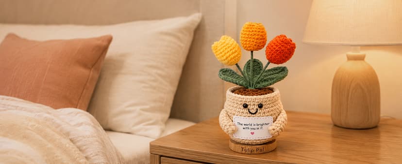 Positive Crochet, Appreciation Gifts for Coworkers, Employees, Boss, Friends, Nurses, Teachers, Retirement, Farewell (Orange) INSPRING Thank You Gifts for Women, Emotional Support Crochet Tulips Flower B0HC3DHJYS