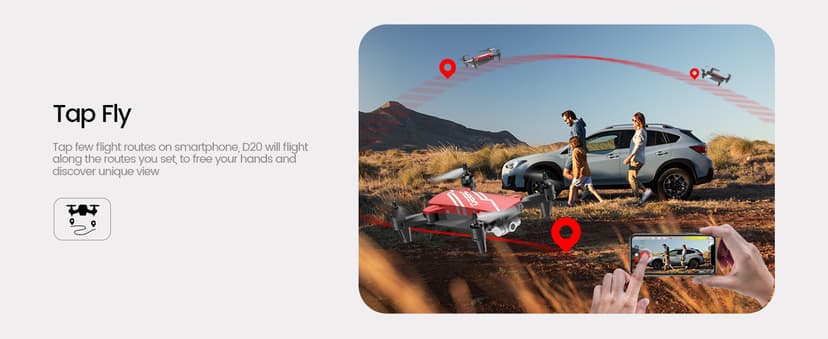 DEERC D20 Mini Drone for Kids with 720P HD FPV Camera Remote Control Toys Gifts for Boys Girls with Altitude Hold, Headless Mode, One Key Start Speed Adjustment, 3D Flips 2 Batteries, Red