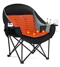 Double Camping Chair Loveseat - 2 Person Oversized Camping Couch for Adults Padded Heavy Duty Outdoor Lawn Beach Portable Folding Chairs with Cup Holders and Carry Bag Support 600lbs, Black/Grey