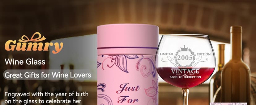 21ST Birthday Gifts for Her, Vintage 2004 Engraved 21st Wine Glass, 21 Year Old Birthday Decorations For Women, Funny 21 Bday Gifts Idea For Women, Friends, Daughter, Sister - Turning 21 Present