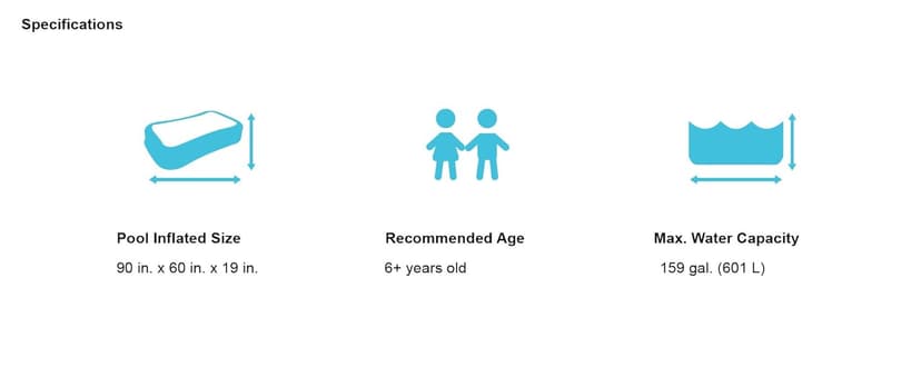 Intex 57181EP Swim Center Inflatable Family Pool: 159 Gallon Capacity – 90" x 60" x 19" – Color May Vary