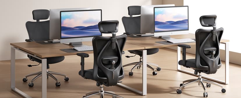 SIHOO M18 Ergonomic Office Chair, High Back Mesh Desk Chair with Adjustable Headrest & Lumbar Support, 330lbs Capacity Computer Chair with 2D Armrests & Wide Cushion, Tilt Lock, for Home Office-Black