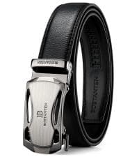 BOSTANTEN Mens Belt Leather Ratchet Belt For Men Dress and Casual with Adjustable Buckle, Trim to Fit