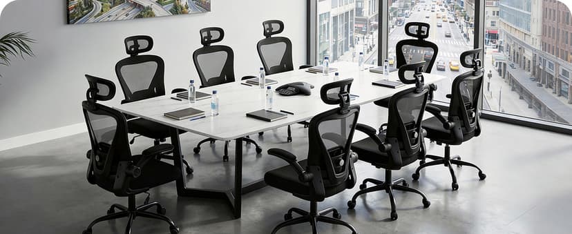 Office Chair, Ergonomic Office Chair with Headrest, Comfy Home Office Desk Chairs with Lumbar Support & Flip-up Armrests, 330LBS High Back Mesh Computer Desk Chair for Home Office, Black