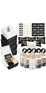 54 Pcs Bridesmaid Proposal Gifts, Maid of Honor Gift Include Wedding Gift Box Makeup Bag Invited Card Glass Cup Lip Balm Scrunchie Bracelet for Bridal Shower Bachelorette Party(Green)