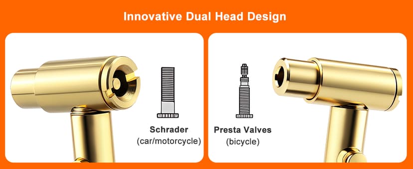 GODESON Bike Tire Pressure Gauge - Dual Head for Schrader & Presta Valves,0-60 PSI / 4 BAR Range, 1.5-Inch Dial with Gear Protection Sleeve - Suitable for MTB, Road, E-Bikes and Motobike