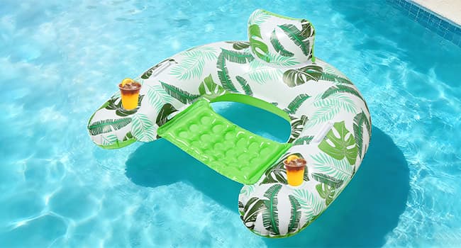 2 Pack Inflatable Pool Float Chair, Floating Pool Chair Adults Pool Lounger Float with Cup Holder & Handles Water Floats for Adults Lake Chair Floats for Swimming Pool River Beach Party