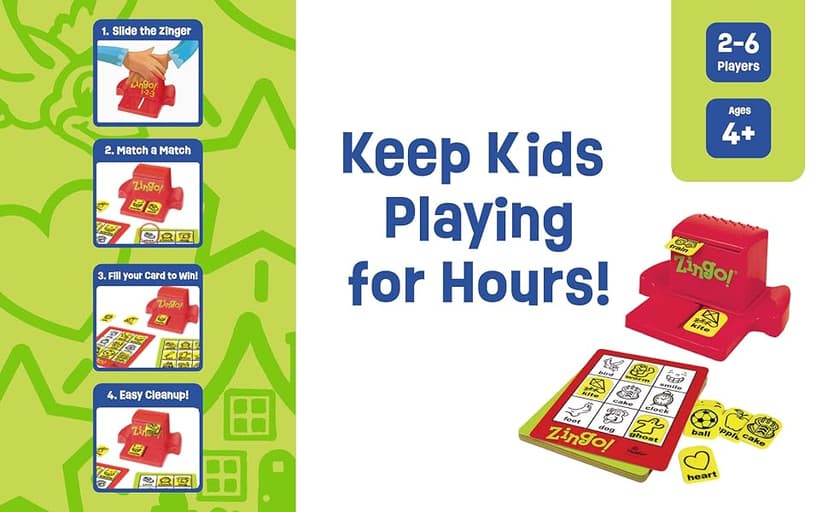 ThinkFun Zingo Bingo Award Winning Preschool Game for Pre-Readers and Early Readers Age 4 and Up - One of the Most Popular Board Games for Boys and Girls and their Parents (97700)