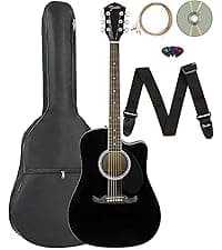 Fender FA-125CE Dreadnought Cutaway Acoustic-Electric Guitar - Sunburst Bundle with Gig Bag, Strap, Strings, Picks, and Austin Bazaar Instructional DVD