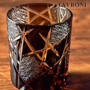 Old Fashioned Edo Kiriko Whiskey Glass Set of 2 – 9 oz Handmade Japanese Cut Crystal Tumblers for Bourbon, Scotch, Cocktail, Liquor – Premium Gift Boxed Drinkware for Men, Dad, Husband