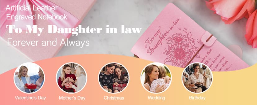 140 Page Refillable Journal Christmas Mothers Day Gifts for Daughter In Law from Mother In Law Daughter In Law Gifts Leather Journal, Daughter In Law Birthday Gifts B0BVVJKNSR