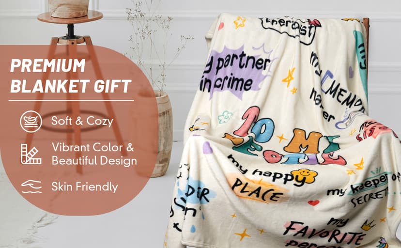 Best Friend Birthday Gifts for Women, Best Friends Blanket, Bestie Gift for Women, Friendship Gifts for Woman, Bestie Birthday Gift for Woman Friendship, Yellow Throw Blanket 60”x50” Inches