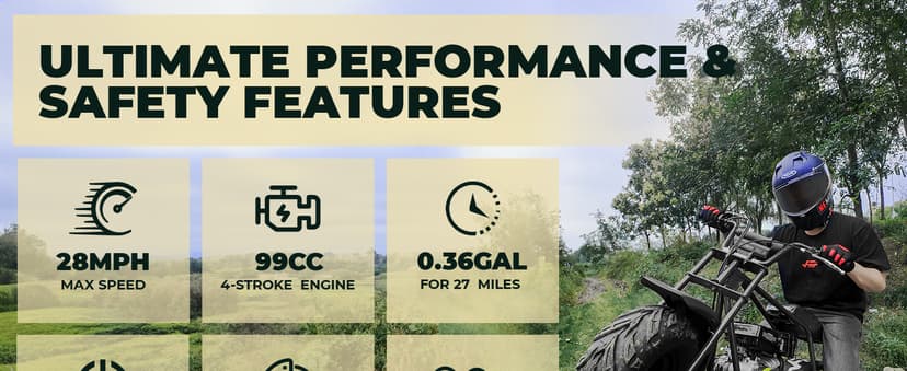 FRP Mini Dirt Bike GMB100, 99 CC Gas Powered Mini Bike 4 Stroke 3HP, Off Road Mini Bikes for Kids and Adult, Trail Bike Up to 28 Mph, Weight Support Up to 220 LBS (Black)