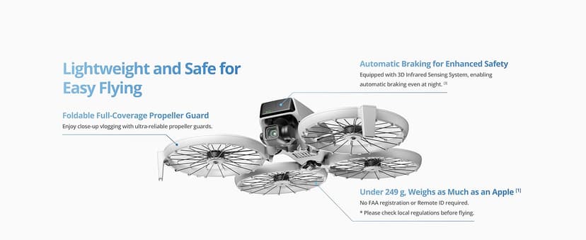 DJI Flip (RC-N3), Drone With 4K UHD Camera for Adults, Under 249 g, 3-Axis Gimbal Stabilization, 44000ft/13km Video Transmission, Palm Takeoff, Auto Return, 31-Min Flight Time, Intelligent Flight
