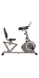 Sunny Health & Fitness Smart Recumbent Bike with Pulse Sensors, Home Cycling Workout Machine w/Cushion Seat & Mesh-Backrest, Free SunnyFit App Connection, Optional Programmable & Electro-Magnetic