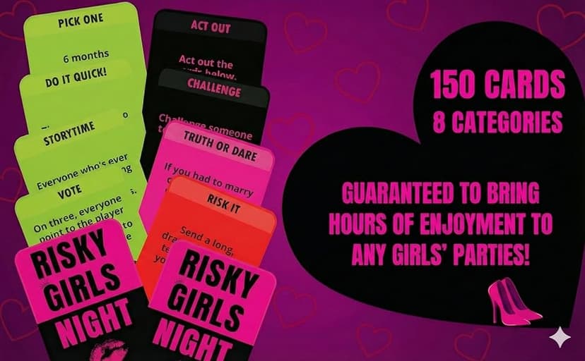 Risky Girls Night | Girls Night Games for Adults: 150 Spicy Questions and Hilarious Dares | Fun Party Game for Adults Perfect for Galentines, Bachelorette, & Birthday Parties