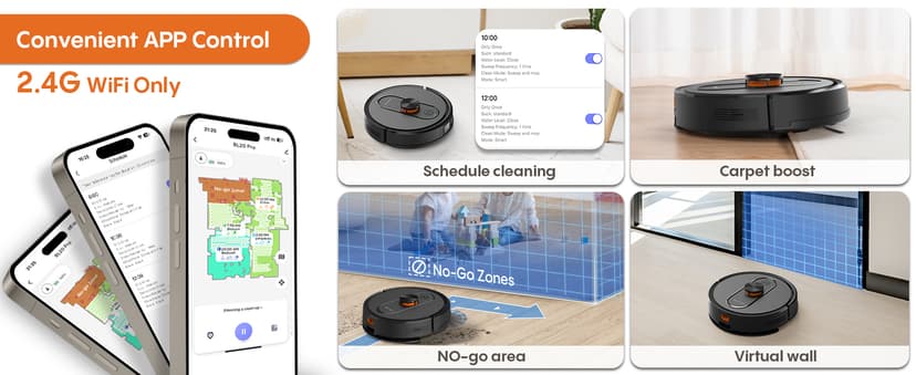 Robot Vacuum and Mop with Self-Emptying, 5000Pa Robotic Vacuum with Mapping, LiDAR Navigation, 90-Day Hands-Free Cleaning, Wi-Fi/App/Alexa Control, No-Go Zones,Ideal for Pet, Hard Floors, Carpet