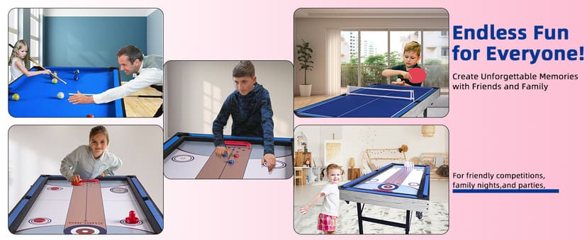 5in1 Multi-fuction Games Table,Folding Multi Game Combination Table Set with Ping Pong, Pool Billiards, Air Hockey, Bowling, and Shuffleboard for Indoor, Outdoor