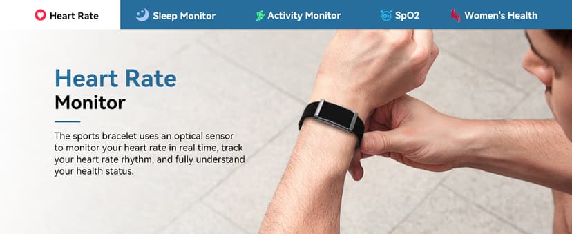 Smart Bracelet for Men Women,Health Activity Fitness Trackers with Continuous Heart Rate Monitor, 24/7 Sleep Tracking, 120+ Sport Modes, 30-Day Battery Life,Includes 2 Replacement Bands(Black)