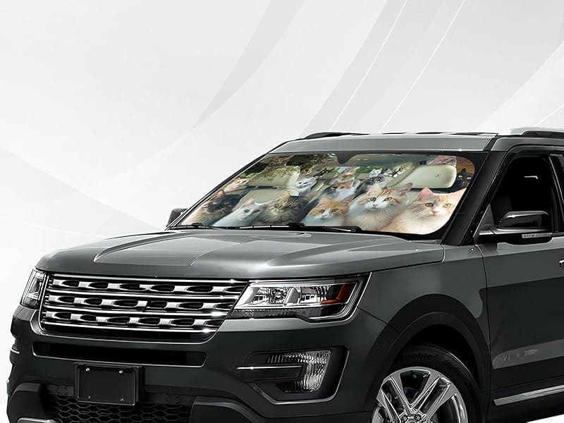 GENANY Hunting Car Sun Shade for Car SUV Truck (55x30 inches), Deer Skull Sun Shade Windshield, Shades for Front Windows, Protector Blocks UV, Car Decor