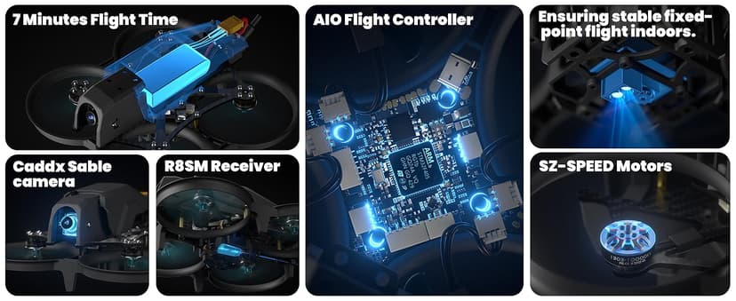 FPV Racing Drone for Beginners, F108 2.5 Inch FPV Drone Kit with Optical Flow Positioning, Equipped with T8S 8 Channel 2.4GHz RC Pocket Sized Portable Transmitter,Easy to Fly RTF FPV Drone