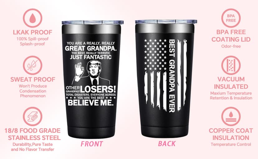 Grandpas Christmas Birthday Gifts from Grandkids - Fathers Day Gift for Grandpa - You Are a Really Really Great Grandpa Grifarny Grandpa Gifts - Best Grandpa Ever Gifts Tumbler Cup 20 oz B0DZWW96VX